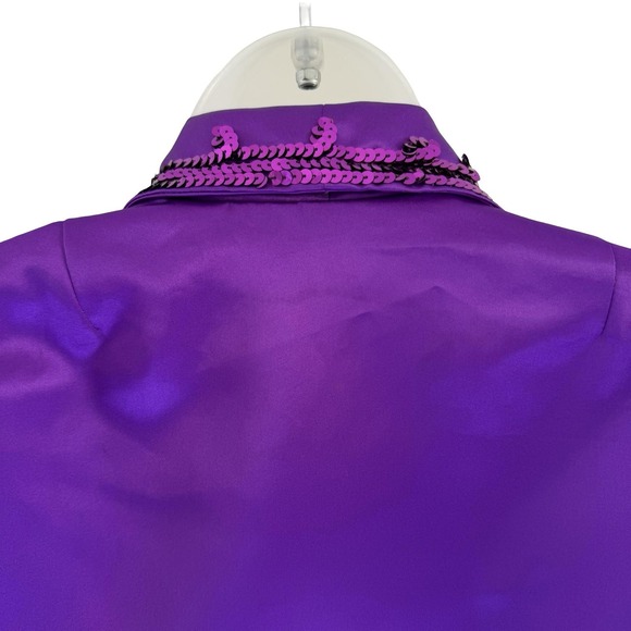 Saks Fifth Avenue Jacket Womens Large Purple Sequin Trim Shawl Collar Open Front - Picture 6 of 16